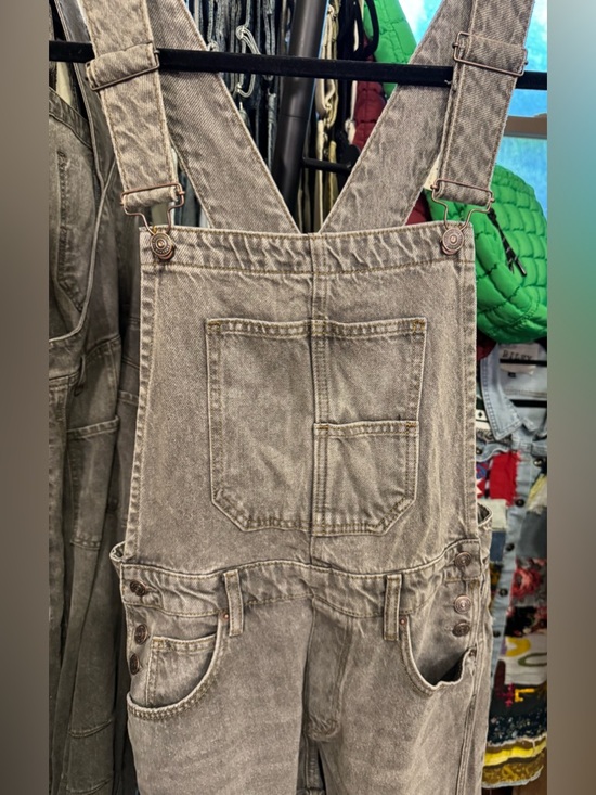 NWOT Free People We The Free Good Luck Barrel Overalls - archive grey - XS - Picture 10 of 11